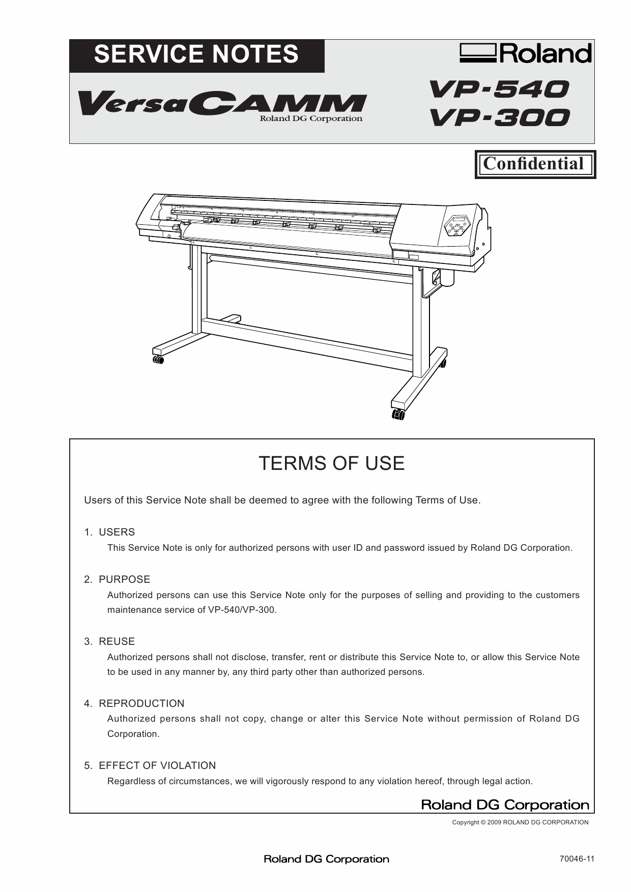 Roland VersaCAMM VP 540 300 Service Notes Manual-1